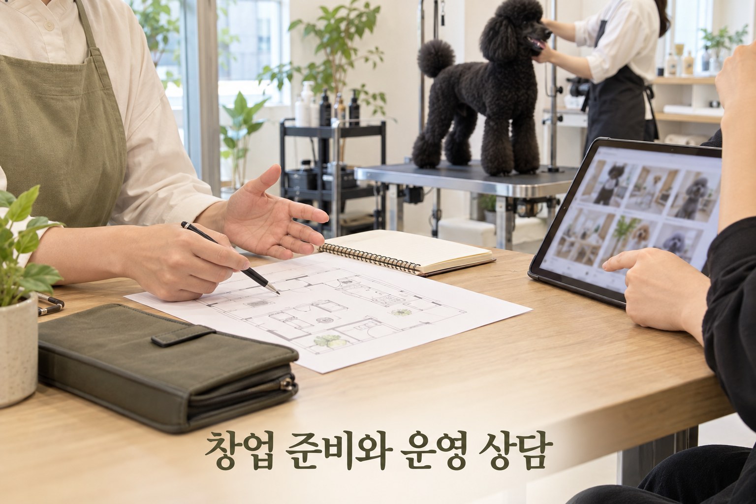 반려견 미용실 창업 준비 상담 장면